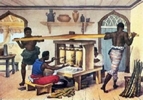 Esclavos africanos trabajando en un obraje.
