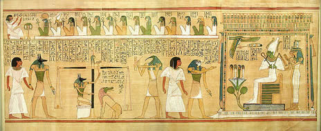 Pintura sobre papiro. Fragmento del Libro de los Muertos. Ampliar imagen