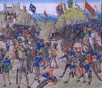 Guerra de los Cien Años. Batalla de Crecy en la que los ingleses vencieron a la caballería francesa en agosto de 1346. Ampliar imagen