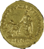 Reverso de moneda romana de Trajano encontrada en Escocia. Ampliar imagen